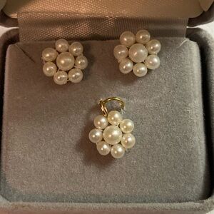 14k Yellow Gold and Pearl JCM Pearl Earrings and Pendant